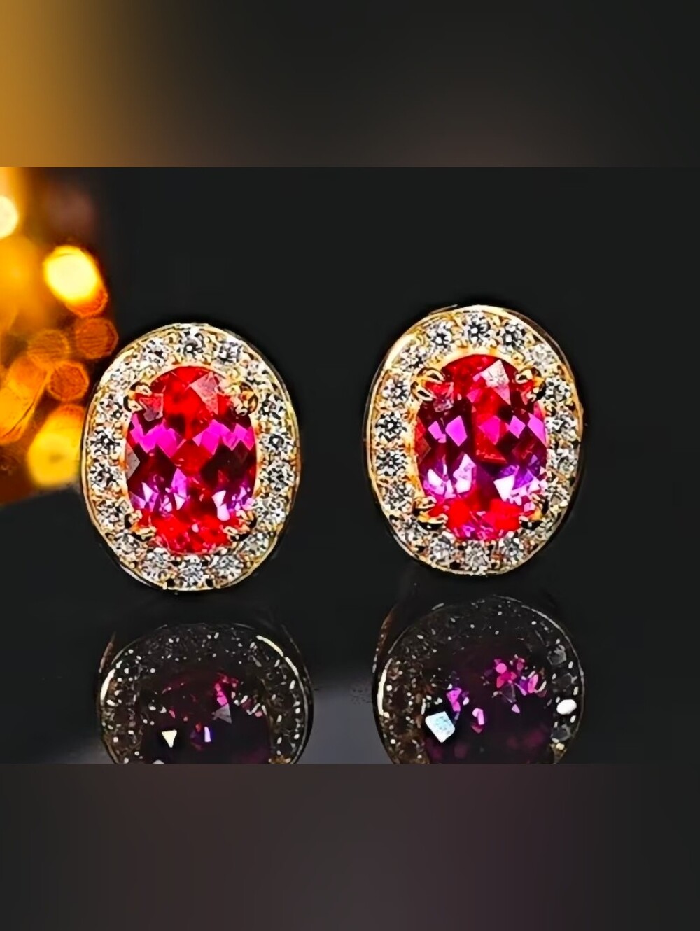 $8 Each Or Bundle 5/$20 Gold Halo Pink Oval Stud Earrings
